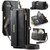 iPhone 17 CaseMe C39 RFID Blocking Zipper Wallet Leather Phone Case with Crossbody Strap - Black
