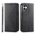 iPhone 17 Cubic Grid Calf Texture Magnetic Leather Phone Case - Black