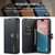 iPhone 17 DG.MING Crazy Horse Texture Detachable Magnetic Leather Phone Case - Black