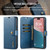 iPhone 17 DG.MING Crazy Horse Texture Detachable Magnetic Leather Phone Case - Blue