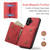 iPhone 17 DG.MING M1 Series 3-Fold Multi Card Wallet Leather Phone Case - Red