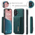 iPhone 17 DG.MING M2 Series 3-Fold Card Bag Wallet Leather Phone Case - Green