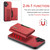 iPhone 17 DG.MING M2 Series 3-Fold Card Bag Wallet Leather Phone Case - Red