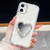 iPhone 17 Diamond Glitter Mirror Heart Holder Phone Case - White iPhone 17 Diamond Glitter Mirror Heart Holder Phone Case - White