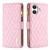 iPhone 17 Diamond Lattice Zipper Wallet Leather Flip Phone Case - Pink