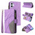 iPhone 17 Dual-color 9 Card Slots Zipper Wallet Leather Phone Case - Purple