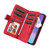 iPhone 17 Dual-color 9 Card Slots Zipper Wallet Leather Phone Case - Red