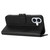 iPhone 17 Embossed Happy Cat Pattern Flip Leather Phone Case - Black