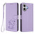 iPhone 17 Embossed Heart Cat Leather Phone Case with Hand Strap - Light Purple iPhone 17 Embossed Heart Cat Leather Phone Case with Hand Strap - Light Purple