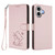 iPhone 17 Embossed Heart Cat Leather Phone Case with Hand Strap - Pink