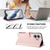 iPhone 17 Embossed Heart Cat Leather Phone Case with Hand Strap - Pink
