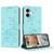 iPhone 17 Embossed Kitten Phone Leather Case with Lanyard - Mint Green