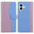 iPhone 17 Embossed Two-Color Leather Phone Case - Pink Blue