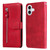 iPhone 17 Fashion Calf Texture Zipper Leather Phone Case - Red