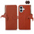 iPhone 17 Genuine Leather Litchi Texture RFID Leather Phone Case - Coffee