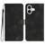 iPhone 17 Heart Pattern Skin Feel Leather Phone Case - Black