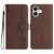 iPhone 17 Heart Pattern Skin Feel Leather Phone Case - Brown