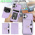 iPhone 17 Kalebol Magnetic Button Card Bag MagSafe Ring Leather Phone Case - Purple