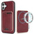 iPhone 17 Kalebol Slim MagSafe Ring Magnetic Card Bag Leather Phone Case - Red
