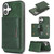 iPhone 17 Kalebol Strong MagSafe Magnetic Two-Fold Card Bag Leather Phone Case - Green