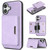 iPhone 17 Kalebol Strong MagSafe Magnetic Two-Fold Card Bag Leather Phone Case - Purple