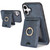 iPhone 17 Kalebol Strong MagSafe Ring Magnetic Card Bag Holder Leather Phone Case - Blue