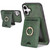 iPhone 17 Kalebol Strong MagSafe Ring Magnetic Card Bag Holder Leather Phone Case - Green