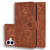 iPhone 17 Mandala Embossed Dual-Fold Calf Leather Phone Case - Brown