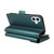 iPhone 17 Multi Card Wallet Leather Phone Case with Strap - Green iPhone 17 Multi Card Wallet Leather Phone Case with Strap - Green