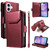 iPhone 17 Multi Card Wallet Leather Phone Case with Strap - Red