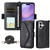 iPhone 17 Multi-card Slots Crossbody Cowhide Leather Phone Case - Black