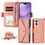 iPhone 17 Multi-card Slots Crossbody Cowhide Leather Phone Case - Pink iPhone 17 Multi-card Slots Crossbody Cowhide Leather Phone Case - Pink