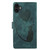 iPhone 17 Pen Heart Cat Embossed Leather Phone Case - Green
