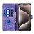 iPhone 17 Pen Heart Cat Embossed Leather Phone Case - Purple