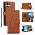 iPhone 17 PU Genuine Leather Texture Embossed Line Phone Case - Brown
