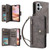 iPhone 17 Rivet Buckle 9 Cards Three Fold Leather Phone Case - Grey