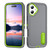 iPhone 17 Rugged PC + Silicone Phone Case with Holder - Grey+Fresh Green