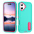 iPhone 17 Rugged PC + Silicone Phone Case with Holder - Light Green+Rose Red