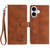 iPhone 17 Skin Feel Embossed Feather Leather Phone Case - Brown iPhone 17 Skin Feel Embossed Feather Leather Phone Case - Brown