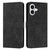 iPhone 17 Skin Feel Heart Embossed Leather Phone Case with Long Lanyard - Black