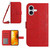iPhone 17 Skin Feel Sun Flower Embossed Flip Leather Phone Case with Lanyard - Red