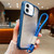 iPhone 17 Solid Color Edge Transparency Acrylic TPU Phone Case with Wrist Strap - Royal Blue