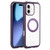 iPhone 17 Solid Color Edge Transparency Rotation Holder MagSafe Phone Case - Dark Purple