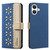iPhone 17 Splicing Color Hollow Flower Pattern RFID Leather Phone Case - Dark Blue iPhone 17 Splicing Color Hollow Flower Pattern RFID Leather Phone Case - Dark Blue