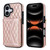 iPhone 17 Splicing Rhombic Texture Card Bag Phone Case with Long Lanyard - Rose Gold iPhone 17 Splicing Rhombic Texture Card Bag Phone Case with Long Lanyard - Rose Gold