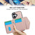iPhone 17 Splicing Rhombic Texture Card Bag Phone Case with Long Lanyard - Rose Gold iPhone 17 Splicing Rhombic Texture Card Bag Phone Case with Long Lanyard - Rose Gold