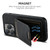 iPhone 17 Suteni H02 Litchi Leather Card Wallet Stand Back Phone Case - Black