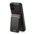 iPhone 17 Suteni H03 Oil Wax Leather Wallet Stand Back Phone Case - Black