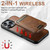 iPhone 17 Suteni H15 MagSafe Oil Eax Leather Detachable Wallet Back Phone Case - Brown
