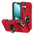 iPhone 17 TPU+PC Shockproof Card Phone Case with Metal Ring Holder - Red